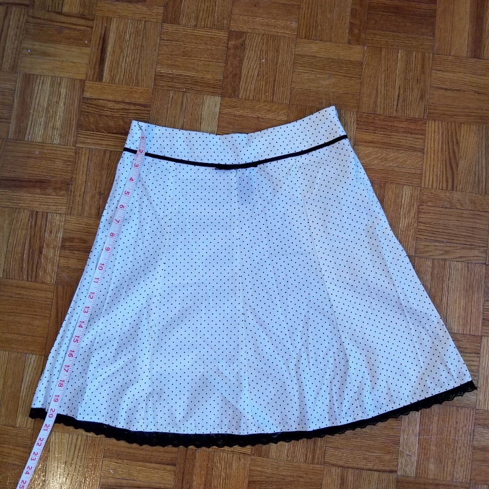 Cute White w/Black Polka Dot A- line Skirt